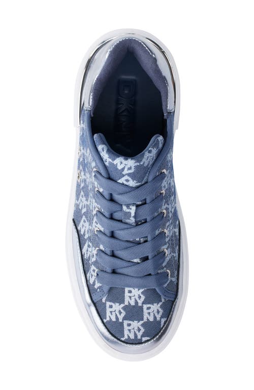 Shop Dkny Bradley Metallic Logo Platform Sneaker In Celeste
