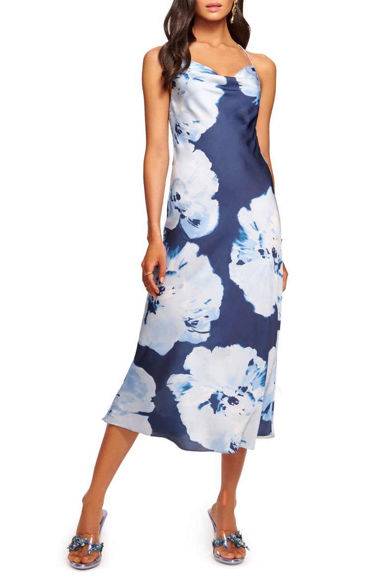 Avery Floral Slipdress, Main, color, SPRING NAVY WATERCOLOR