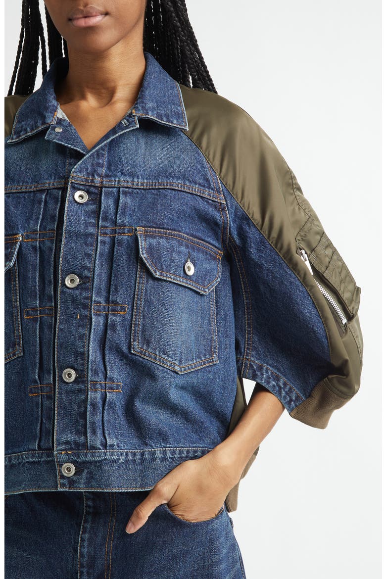 Denim & Nylon Mixed Media Jacket, Alternate, color, BLUE/ DARK KHAKI