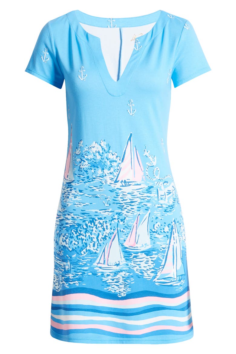 Sophiletta UPF 50+ Minidress, Alternate, color, LUNAR BLUE NAUTI KNIT DRESS