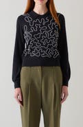 LK Bennett Judy Embellished Cotton & Merino Wool Collared Sweater