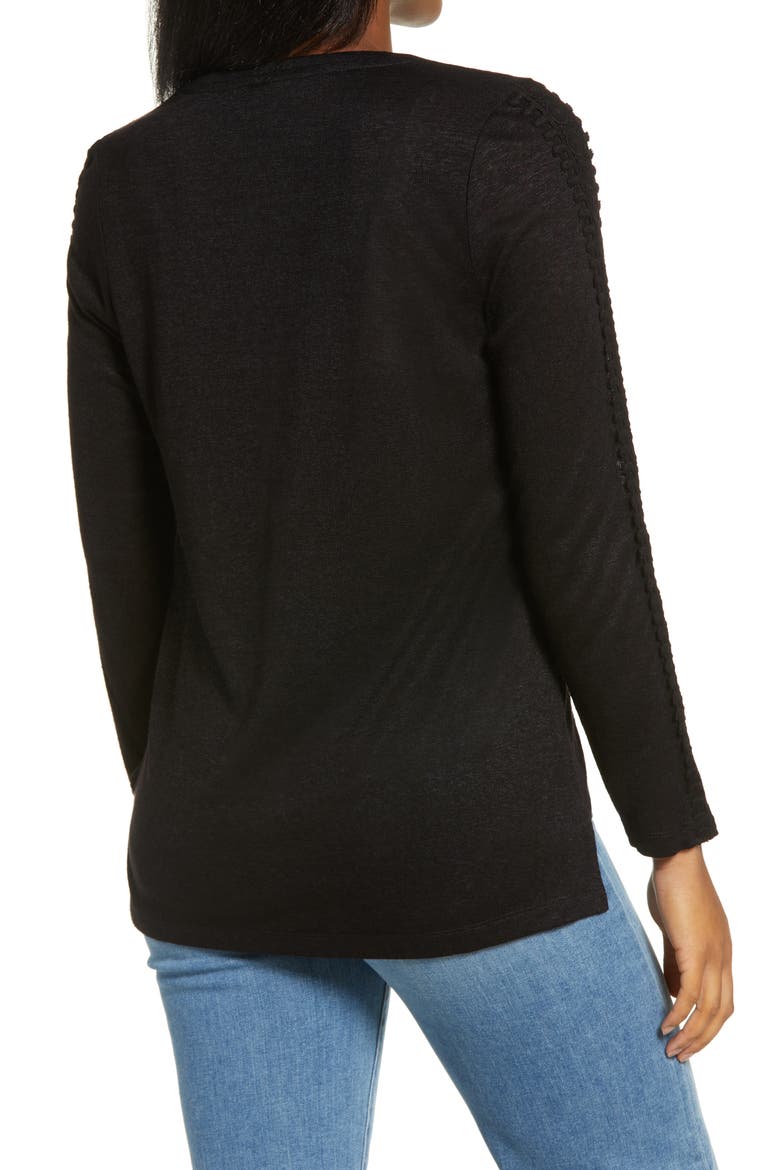 Lace Trim Top, Alternate, color, BLACK