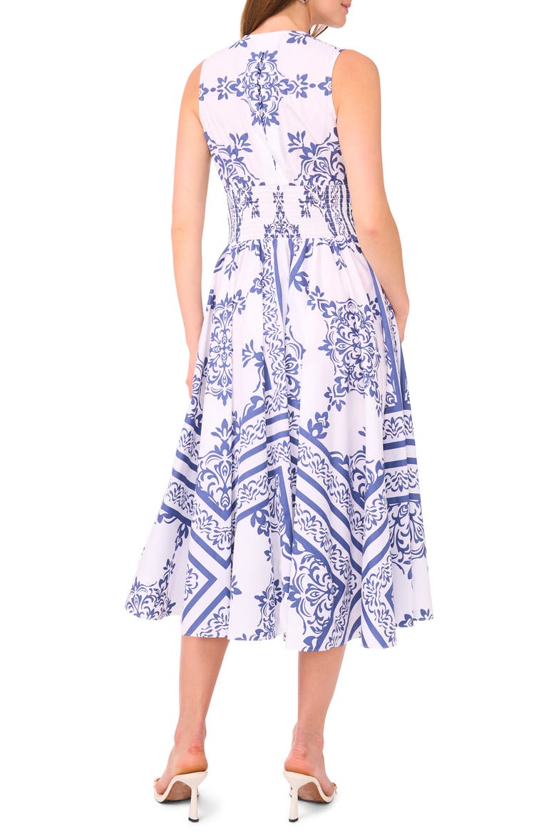 Sleeveless Belted Cotton Midi Dress, Alternate, color, ARTESIAN BLUE