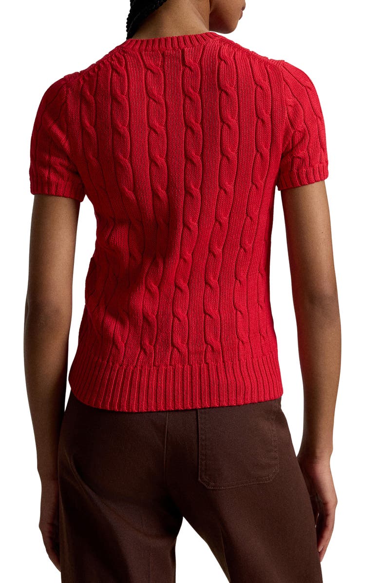 Polo Ralph Lauren Short Sleeve Cotton Cable Knit Sweater, Alternate, color, Red