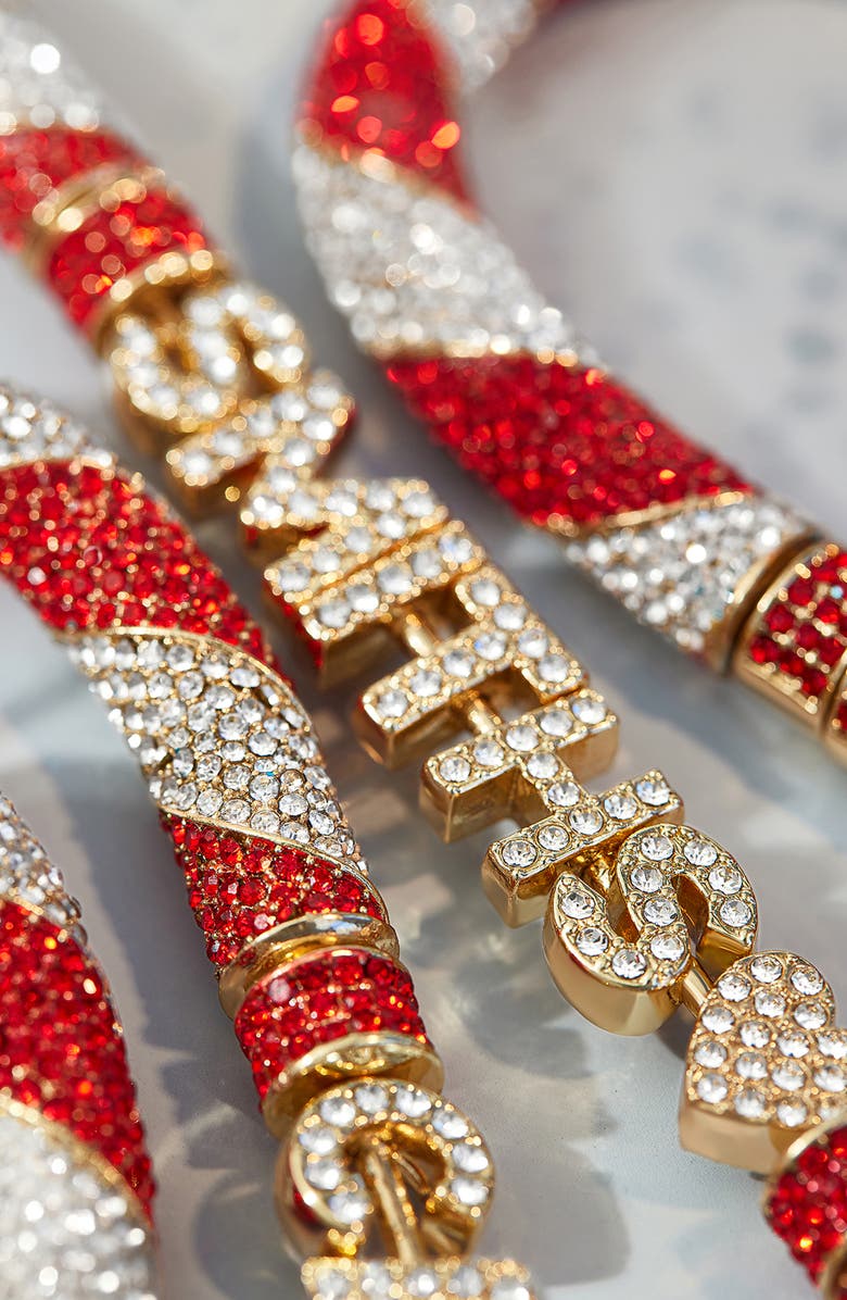 BaubleBar Mint to Be Custom Personalized Ornament Set, Alternate, color, Red