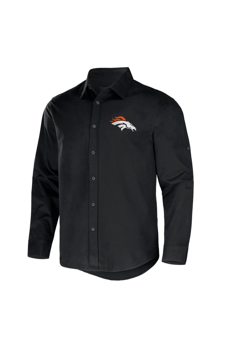 NFL X DARIUS RUCKER Men's NFL x Darius Rucker Collection by Fanatics Black Denver Broncos Convertible Twill Long Sleeve Button-Up Shirt, Alternate, color,