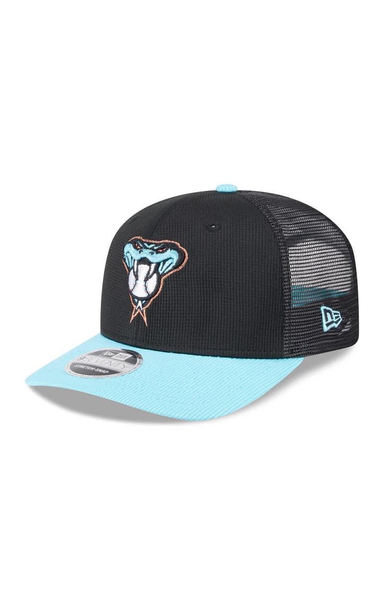 New Era Men's New Era  Black/Light Blue Arizona Diamondbacks 2025 Batting Practice 9SEVENTY Stretch-Snap Trucker Hat, Main, color, 
