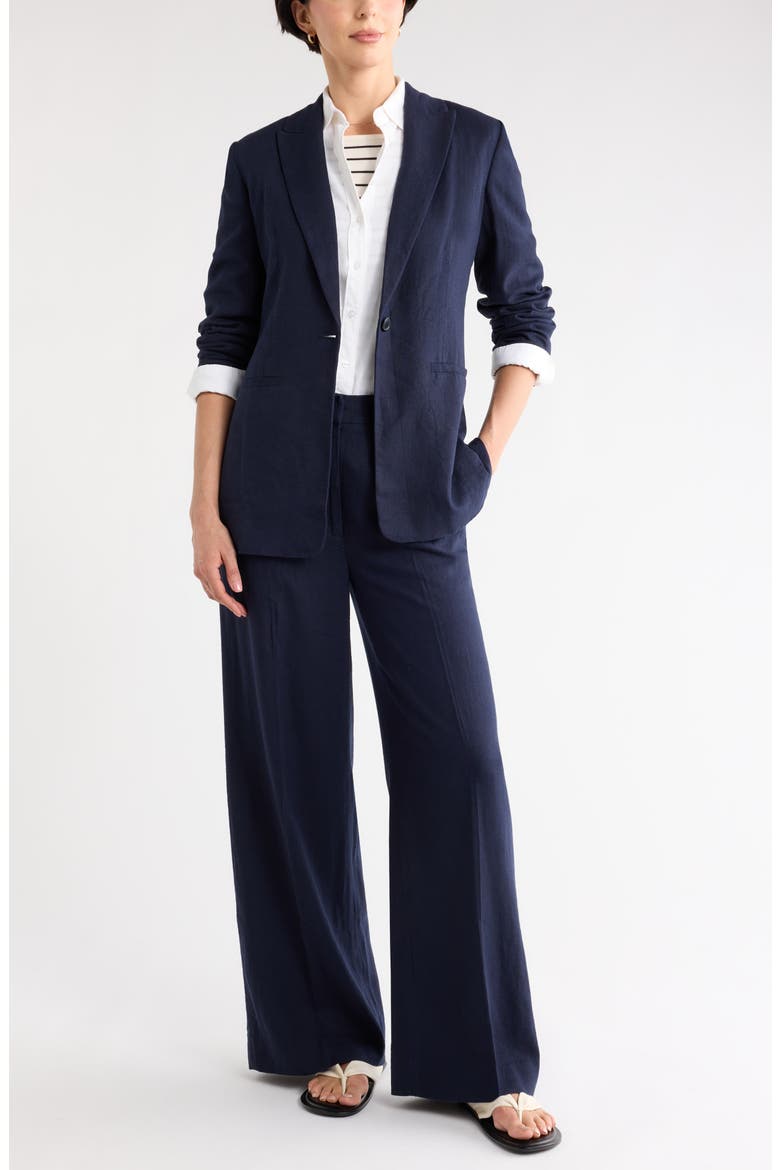 Wide Leg Linen Blend Pants, Main, color, NAVY NIGHT