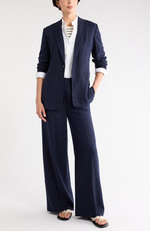 Wide Leg Linen Blend Pants