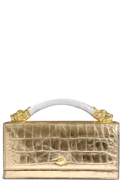 Lioness Croc Embossed Leather Bag