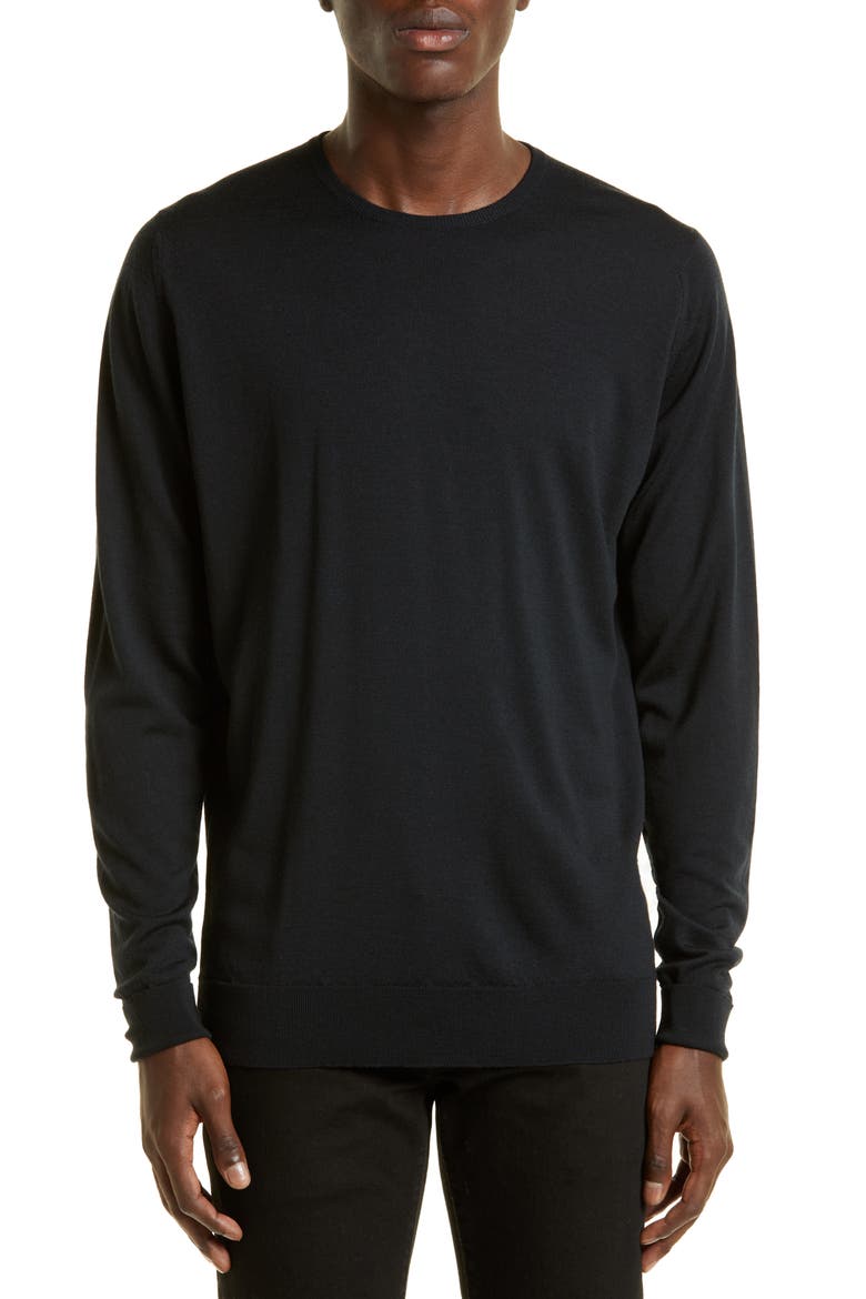 Marcus Virgin Wool Crewneck Sweater, Main, color, BLACK