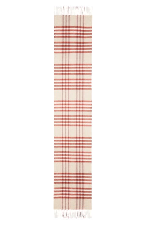 Grid Check Cashmere Fringe Scarf