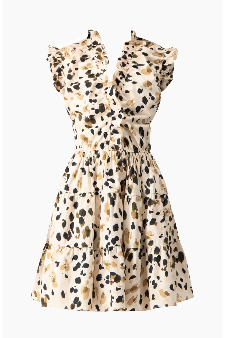Abstract Animal Print Ruffle Mini Dress, Alternate, color, Olive Green