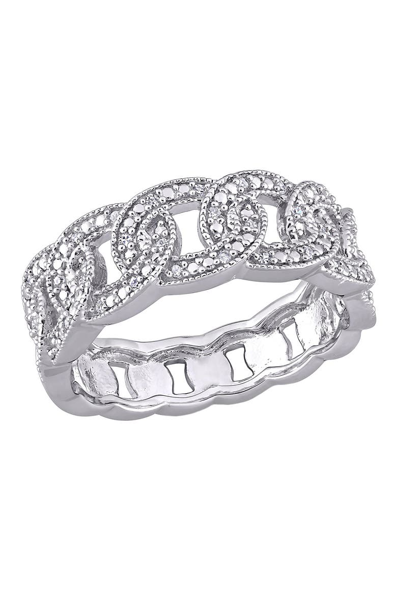 Sterling Silver Diamond Link Ring - 0.25 ctw., Main, color, SILVER