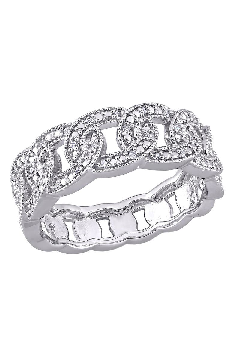 DELMAR Sterling Silver Diamond Link Ring - 0.25 ctw., Main, color, Silver
