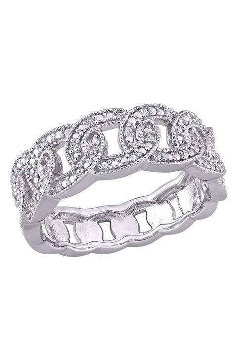 Sterling Silver Diamond Link Ring - 0.25 ctw.