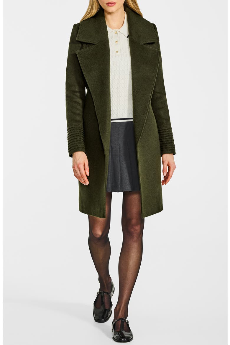 Alpaca & Wool Notch Lapel Wrap Coat, Alternate, color, OLIVE