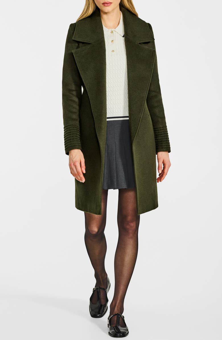 SENTALER Alpaca & Wool Notch Lapel Wrap Coat, Alternate, color, Olive