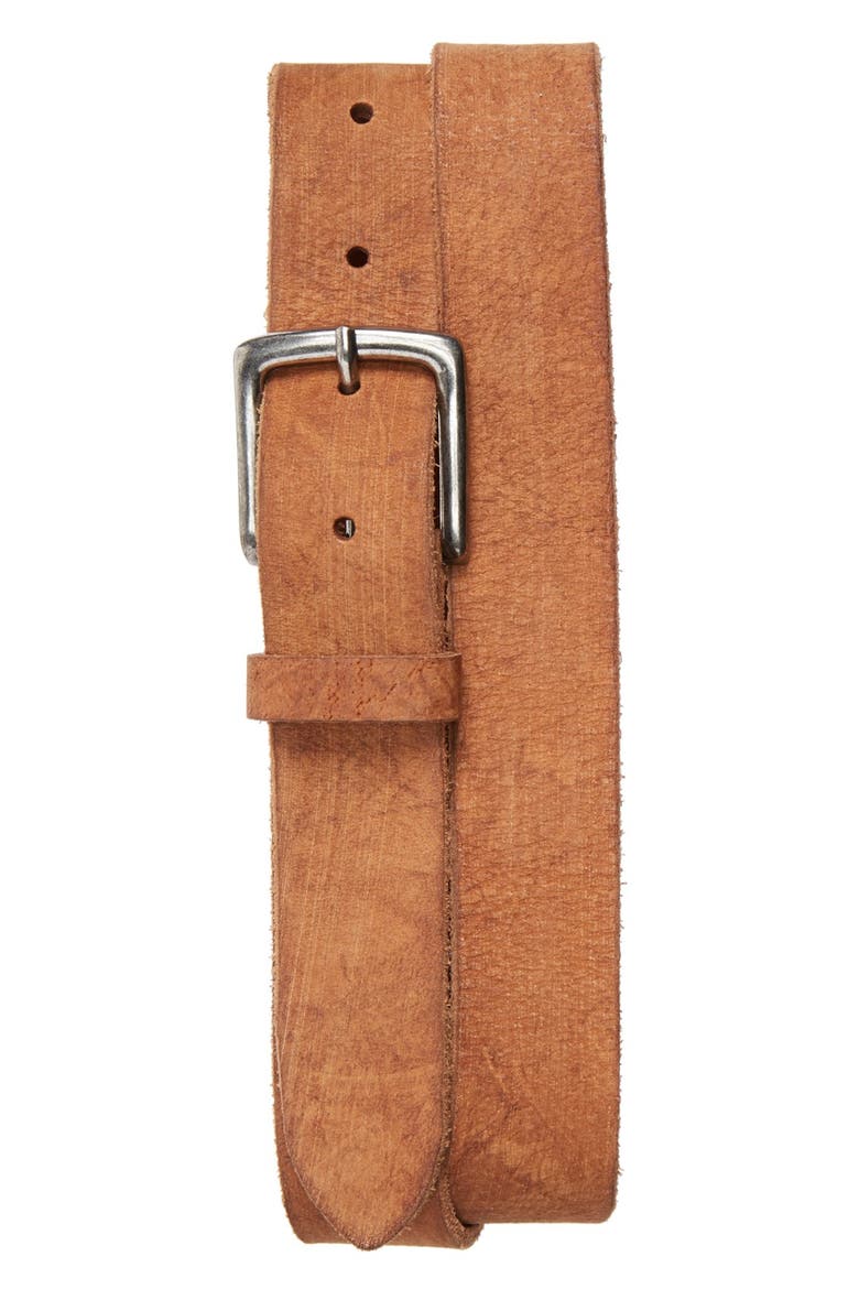 Oil Tanned Skinny Leather Belt, Main, color, TAN