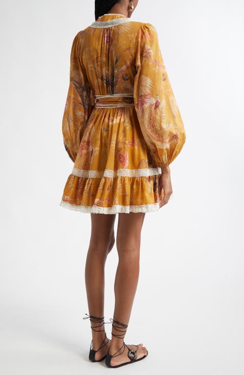 Zimmermann Ascension Lace-trimmed Tiered Printed Cotton-voile Mini Wrap Dress