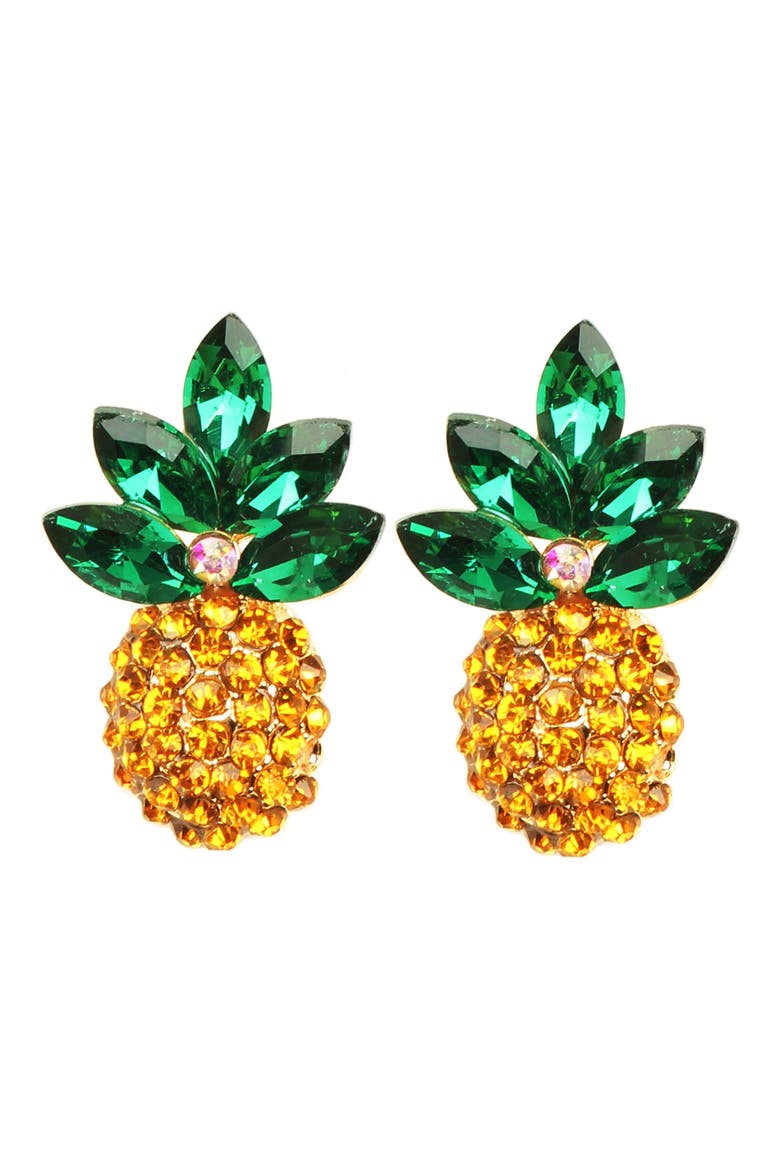 Ananas Pineapple Stud Earrings, Main, color, YELLOW