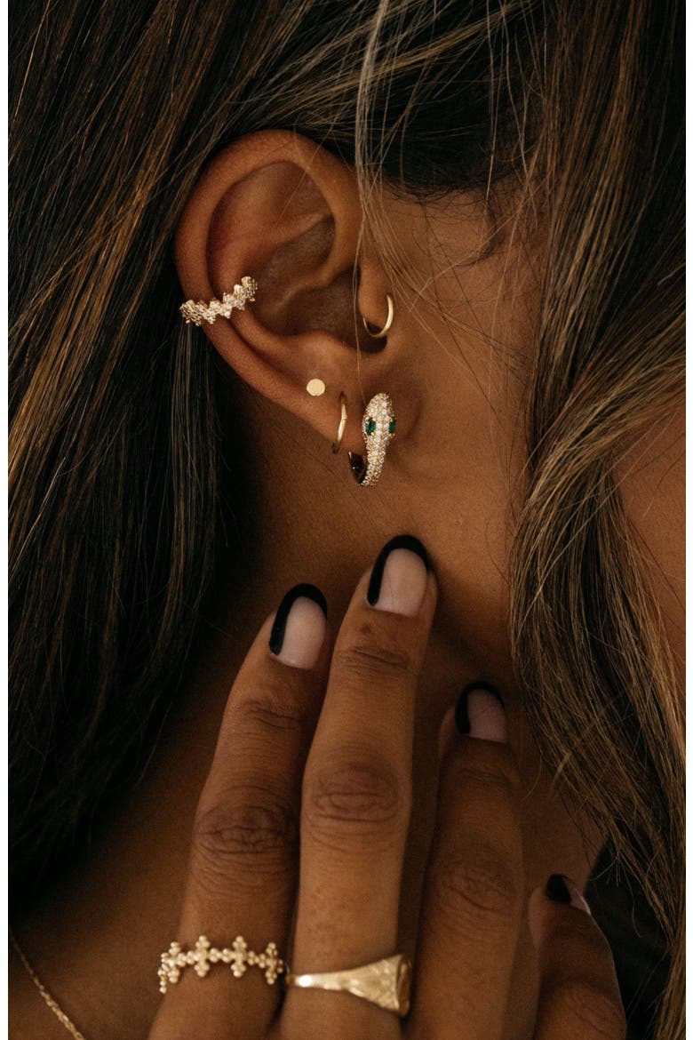 Cubic Zirconia Star Ear Cuff, Alternate, color, GOLD