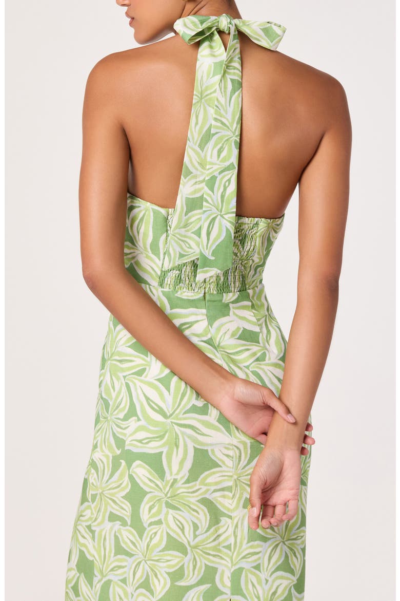 Anita Floral Halter Neck Midi Dress, Alternate, color, TROPICAL LIME FLORAL