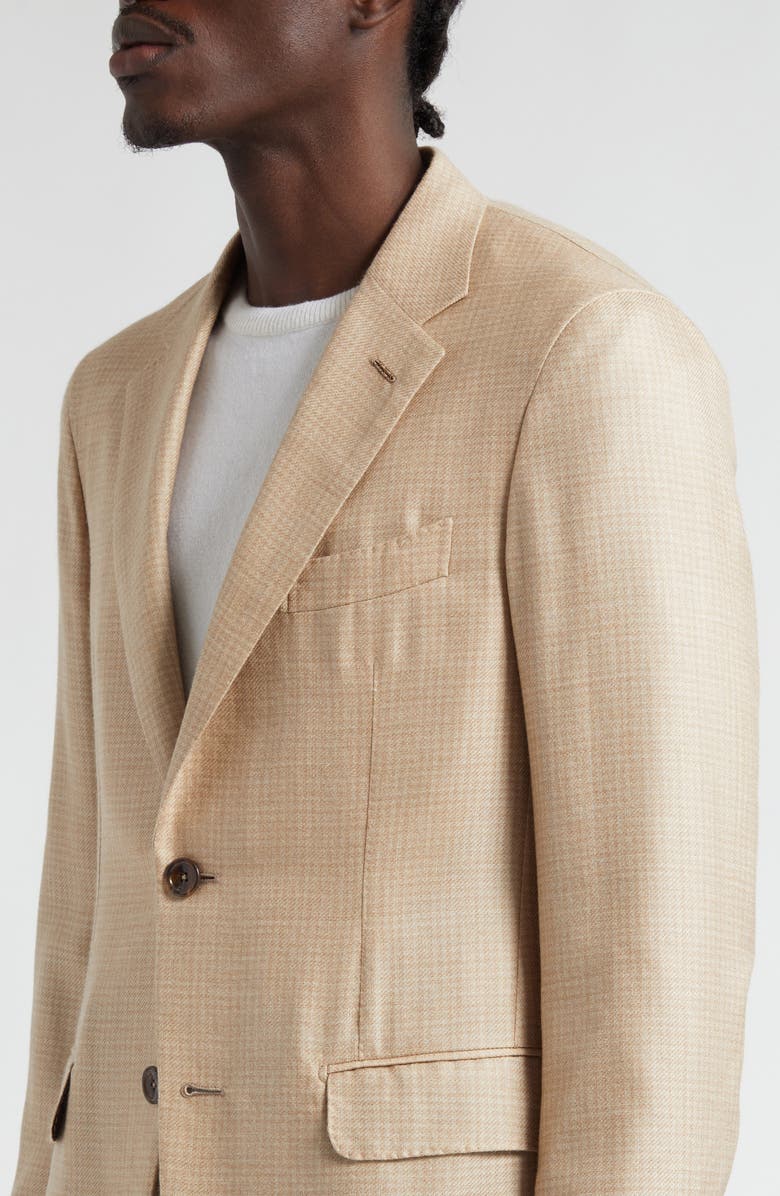 ZEGNA Microcheck Cashmere & Silk Blazer, Alternate, color, 