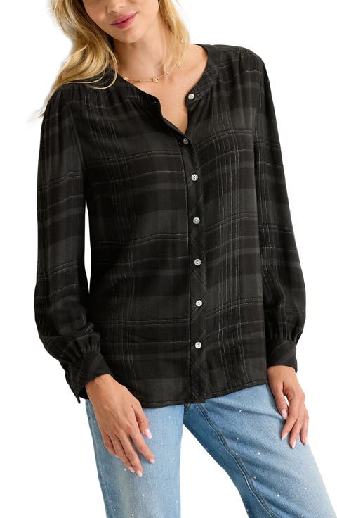 Pearl Beach Plaid Flannel Button-Up Shirt