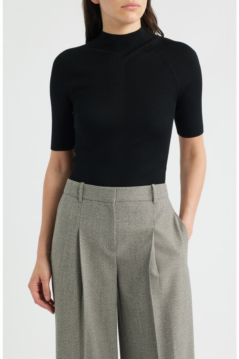 Faleri Virgin Wool Rib Sweater, Main, color, BLACK