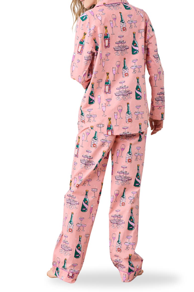 Long Sleeve Organic Cotton Pajamas Set, Alternate, color, PEACH FIZZ
