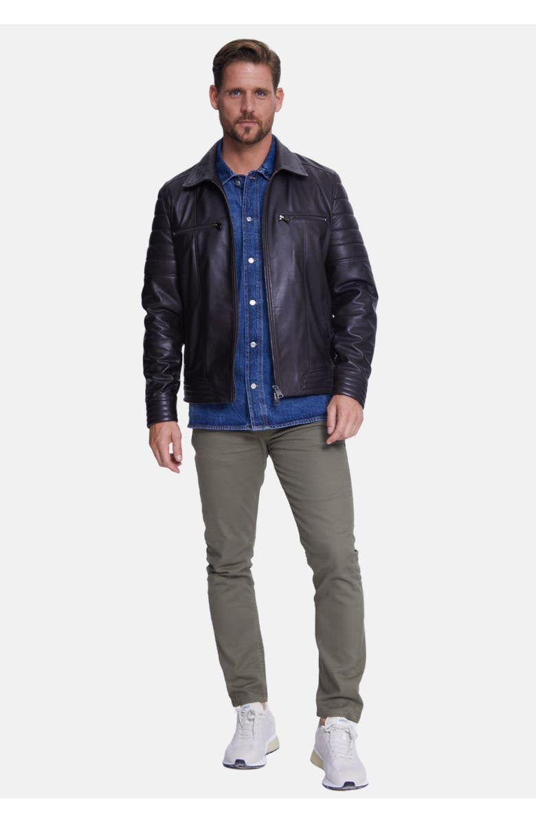 Furniq UK Sebastian Leather Jacket, Main, color, Brown