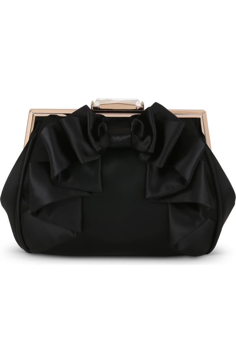 Jewel Badgley Mischka Mae Bow Pouch Clutch, Main, color, Black