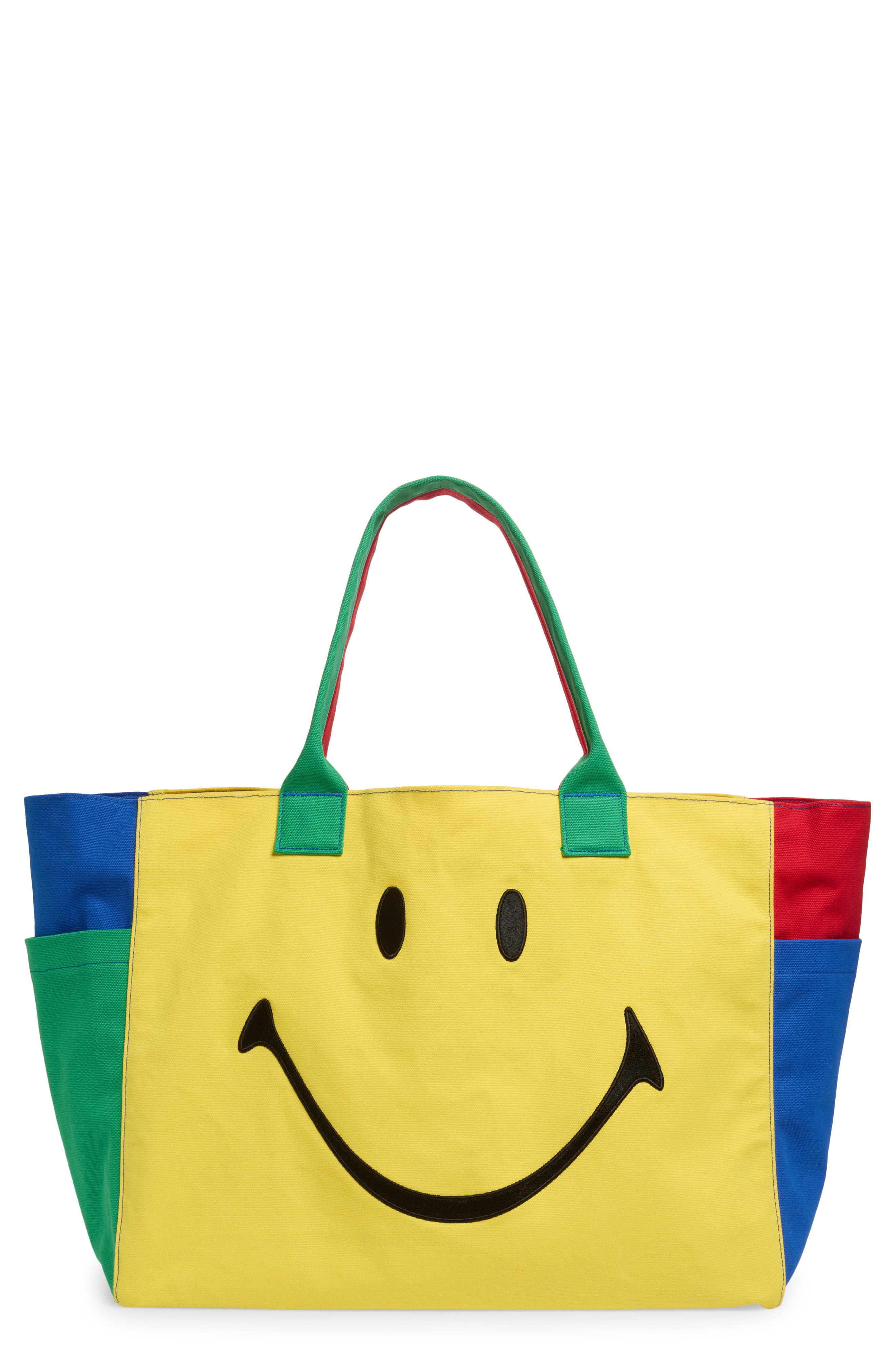 MARKET Smiley Colorblock Tote Bag, Main, color, Yellow Multi