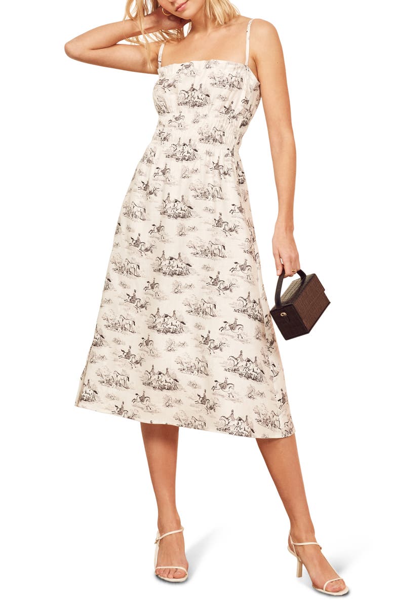 Reformation Faust A-Line Linen Dress, Main, color, 