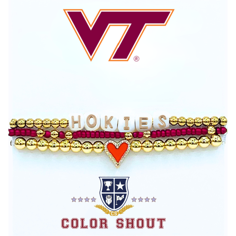 Virginia Tech Love My College Bracelet Stack