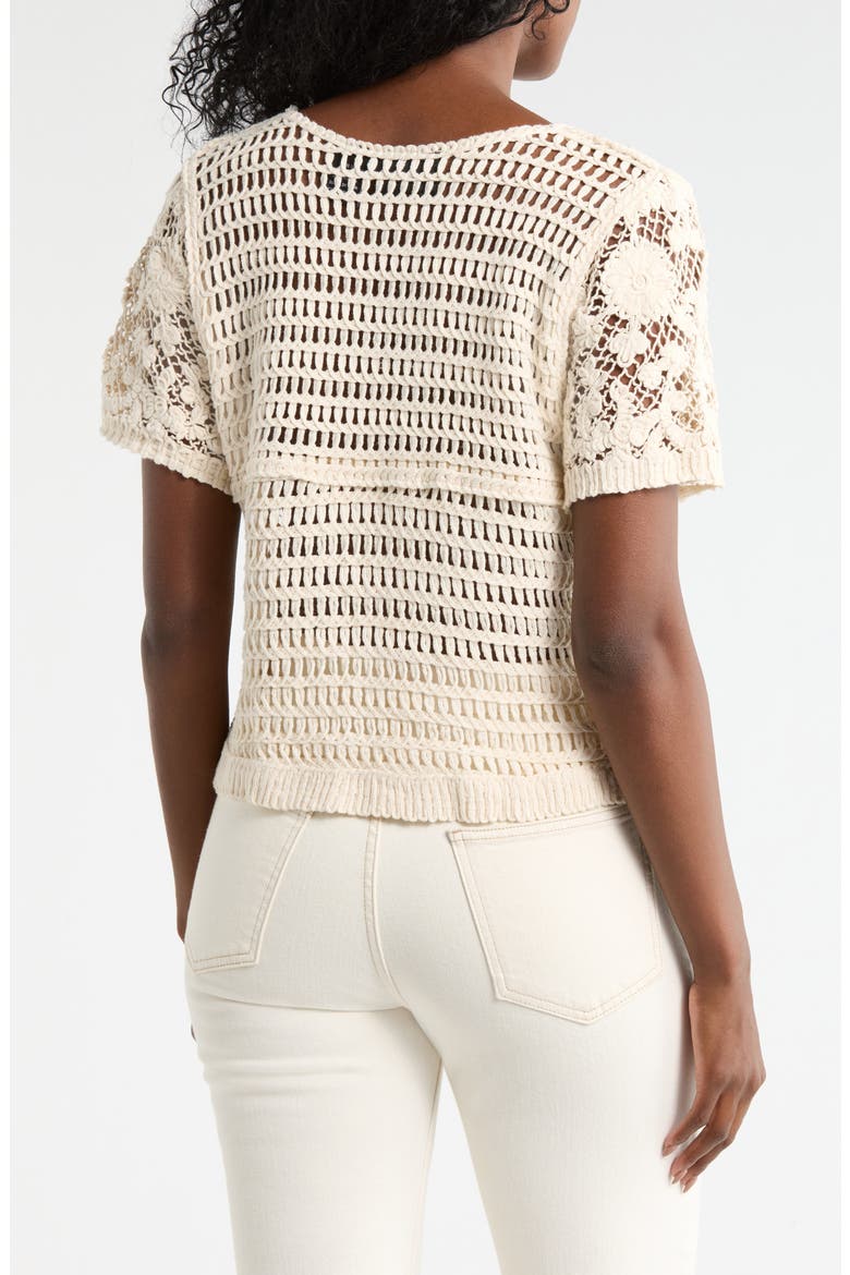 Open Stitch Short Sleeve Button-Up Shirt, Alternate, color, NATURAL