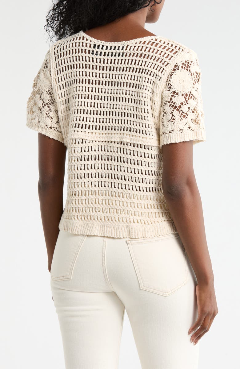 Forgotten Grace Open Stitch Short Sleeve Button-Up Shirt, Alternate, color,