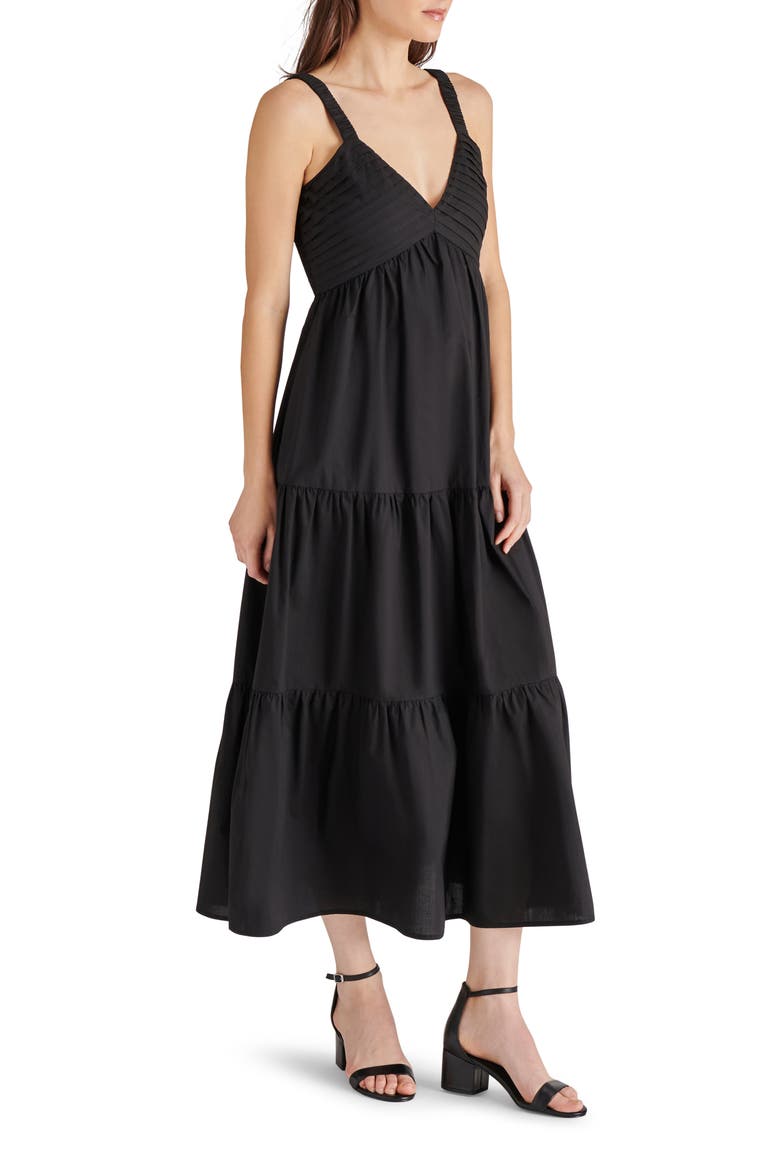 Eliora Tiered Cotton Sundress, Alternate, color, BLACK