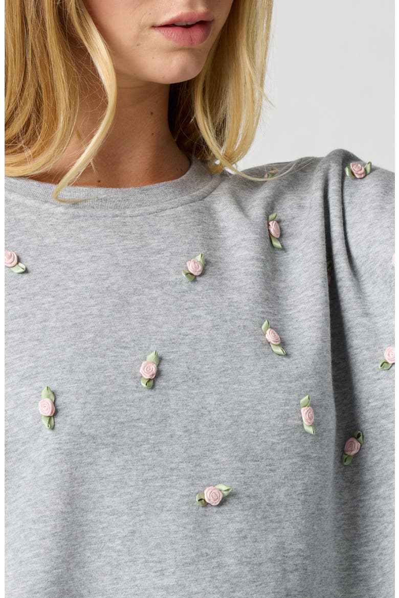 Rosette Oversize Pullover, Alternate, color, HEATHER GREY
