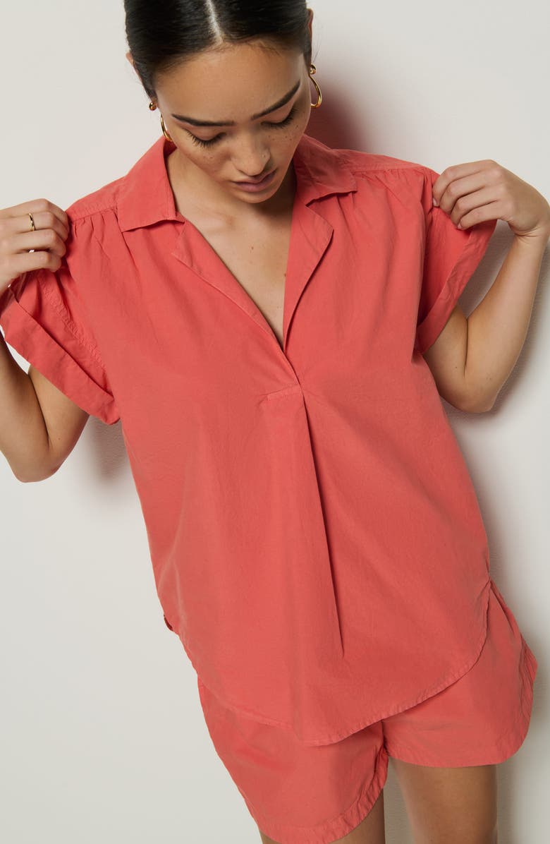 Nation LTD Elliot Johnny Collar Top, Alternate, color, Coral Kiss
