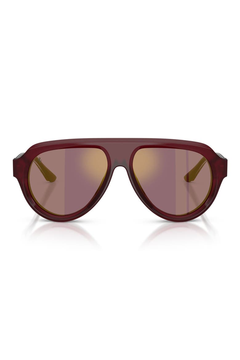 56mm Polarized Mirrored Pilot Sunglasses, Main, color, OPAL RED / POLAR VIOLET GOLD