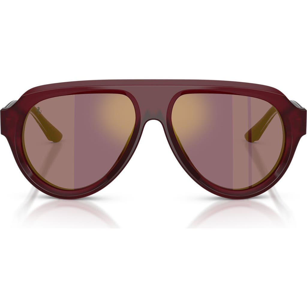 Ferrari 56mm Polarized Mirrored Pilot Sunglasses in Opal Red/polar Violet Gold at Nordstrom