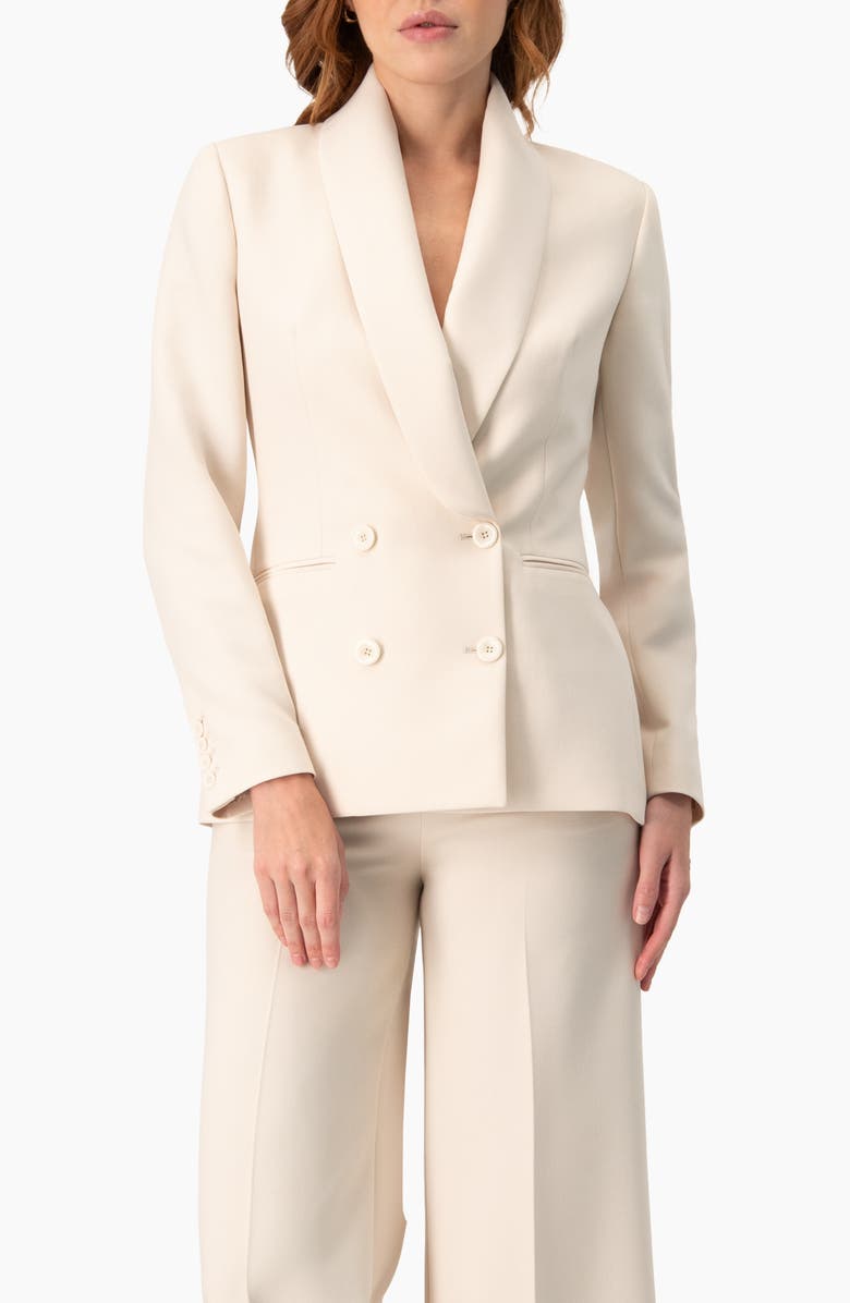 IVONNE Double-Breasted Blazer with Smooth Finish, Main, color, Ivory
