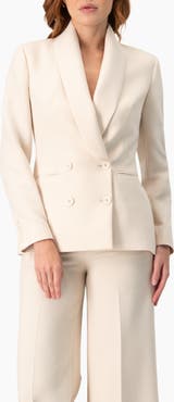 IVONNE Double-Breasted Blazer with Smooth Finish