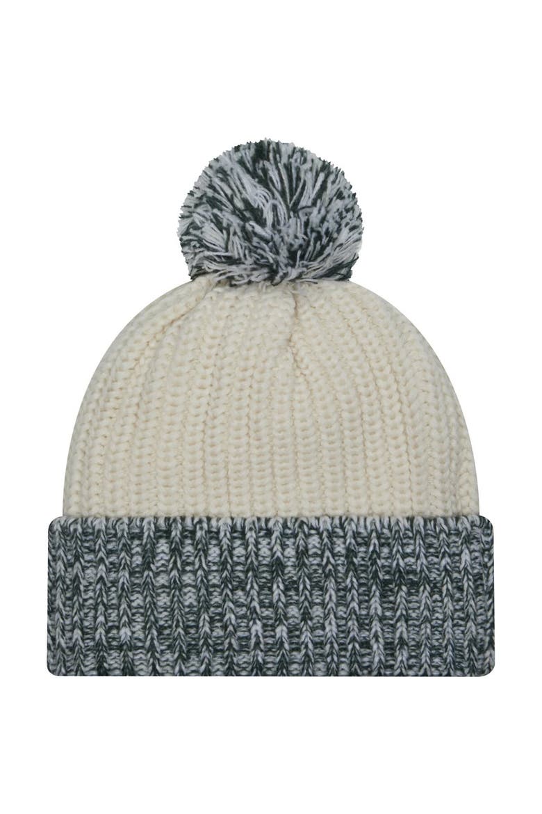 Women's New Era Cream Michigan State Spartans Fresh Cuffed Knit Hat with Pom, Alternate, color, Cream