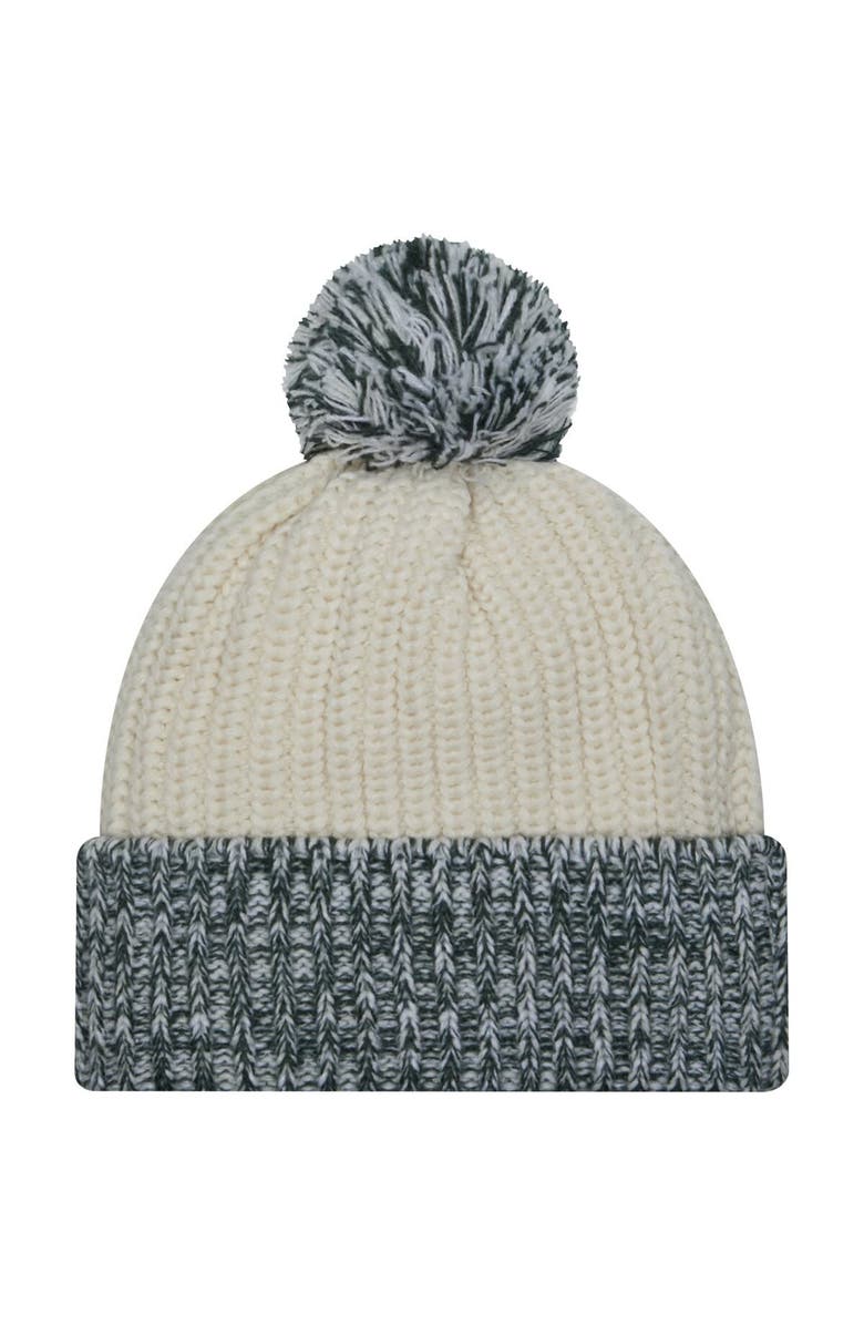 New Era Women's New Era Cream Michigan State Spartans Fresh Cuffed Knit Hat with Pom, Alternate, color, 