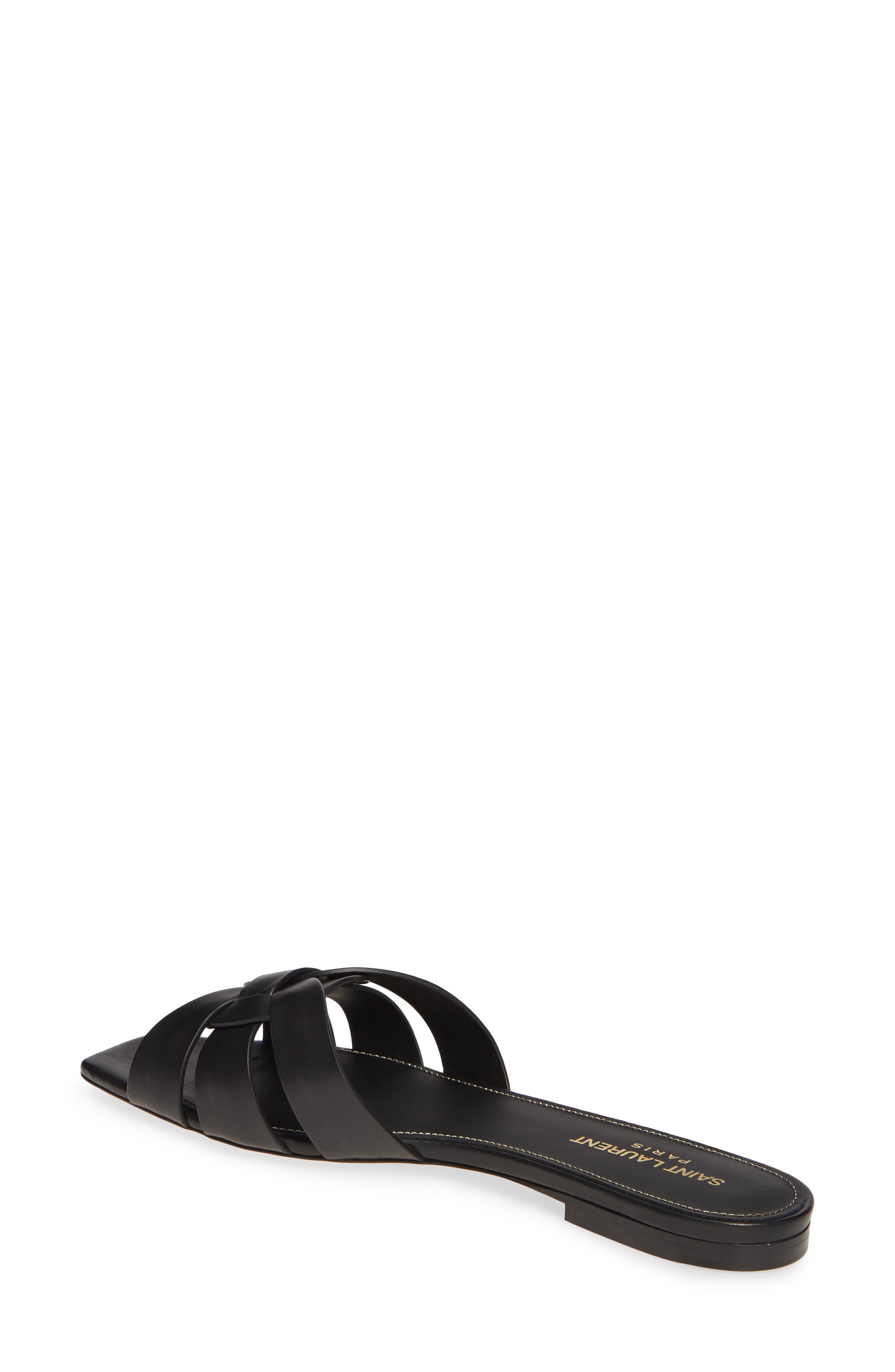 Saint Laurent Tribute Nu Pieds Slide Sandal, Alternate, color, 1000-Nero