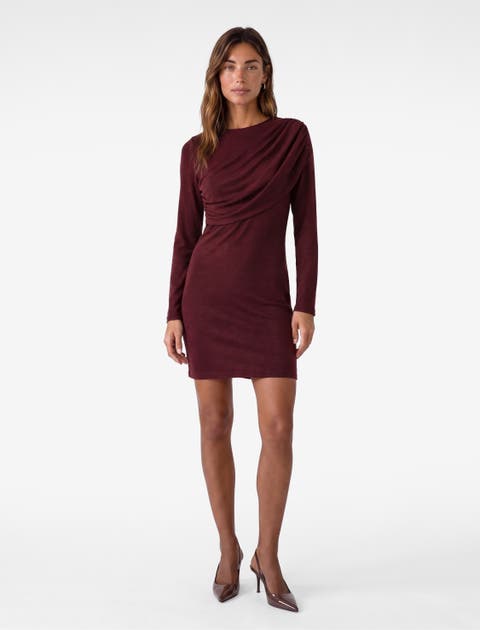 Slim Long Sleeve Crew Neck Layered Bodycon Mini Dress
