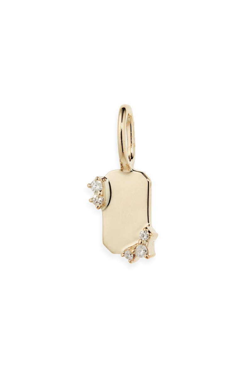 Diamond Dog Tag Mini Charm, Main, color, 9K YELLOW GOLD